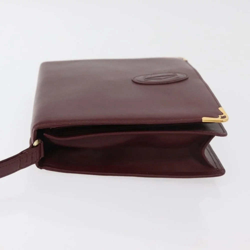 Cartier Leather Must Line Clutch Bag Bordeaux Gold